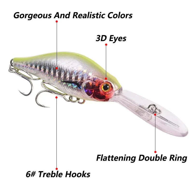 Little Fat Man 10.5cm deep diving minnow fishing lure with long tongue board