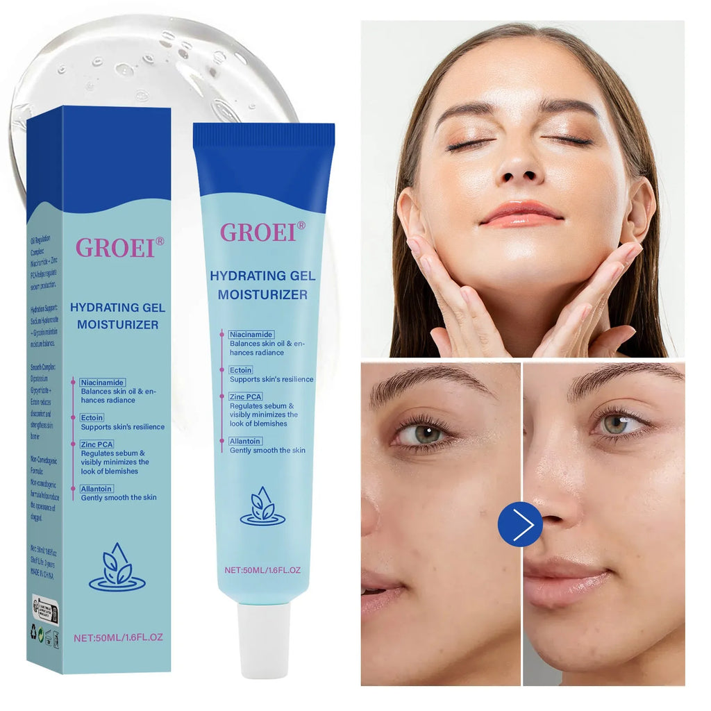 50ml moisturising facial gel tube with hyaluronic acid for hydration