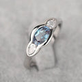 Women's geometric ellipse ring with zircon inlays in Q941 white gold finish