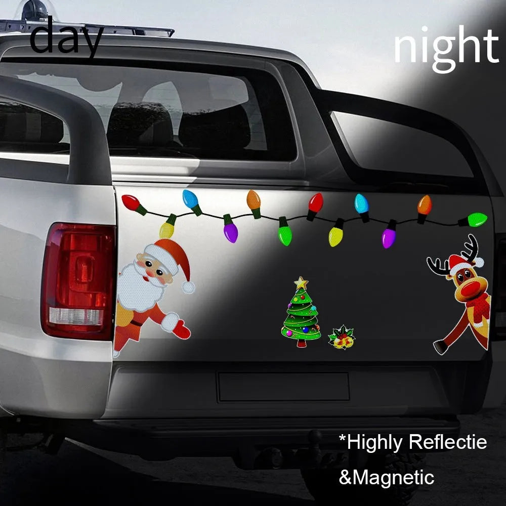 Cartoon Christmas elk reflective magnetic car decoration sticker medium size RFM025 colour