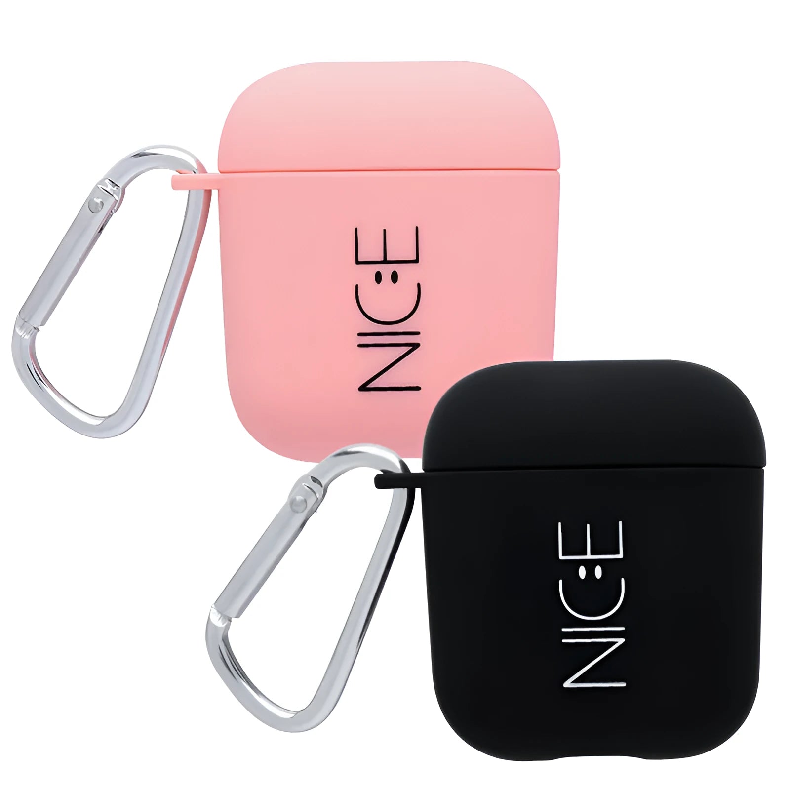 PC protective case cover for AirPods wireless earphones in black or pink with decorative styles