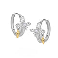 Women's geometric cross earrings in 925 silver with white gold colour electroplating