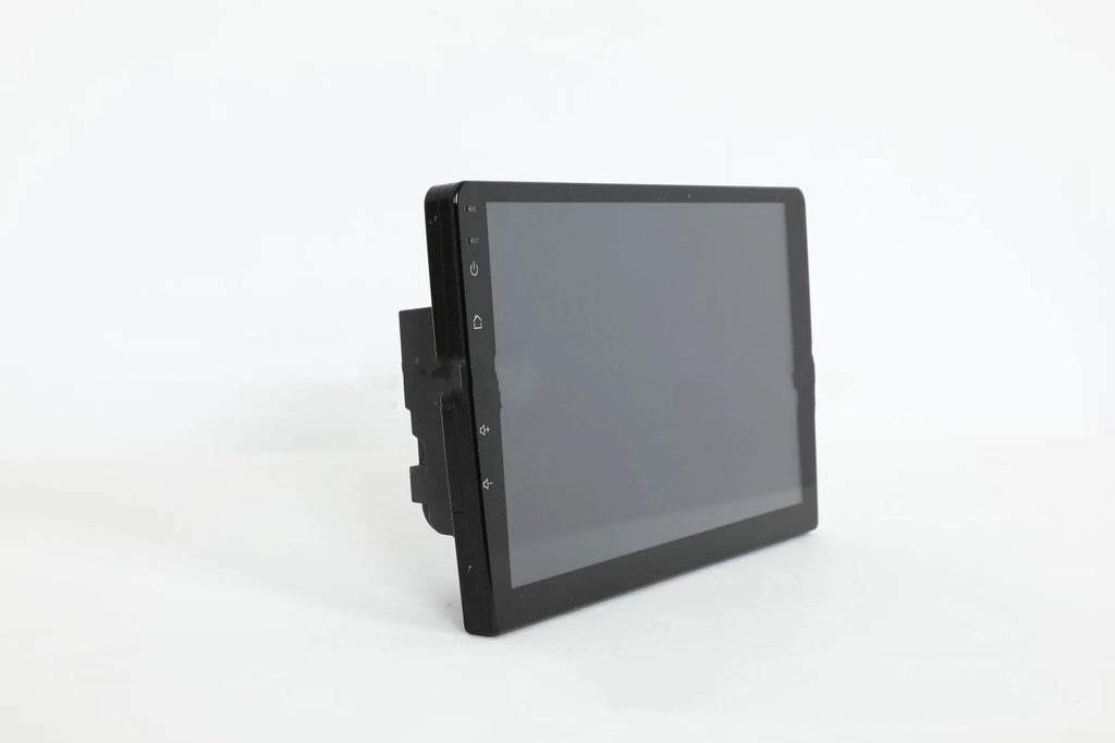 10.1 inch universal Android car stereo with trapezoidal touchscreen display and GPS antenna