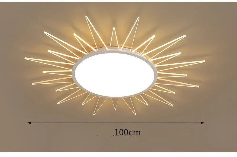 Modern round aluminium LED ceiling lamp with remote control dimming in various sizes
