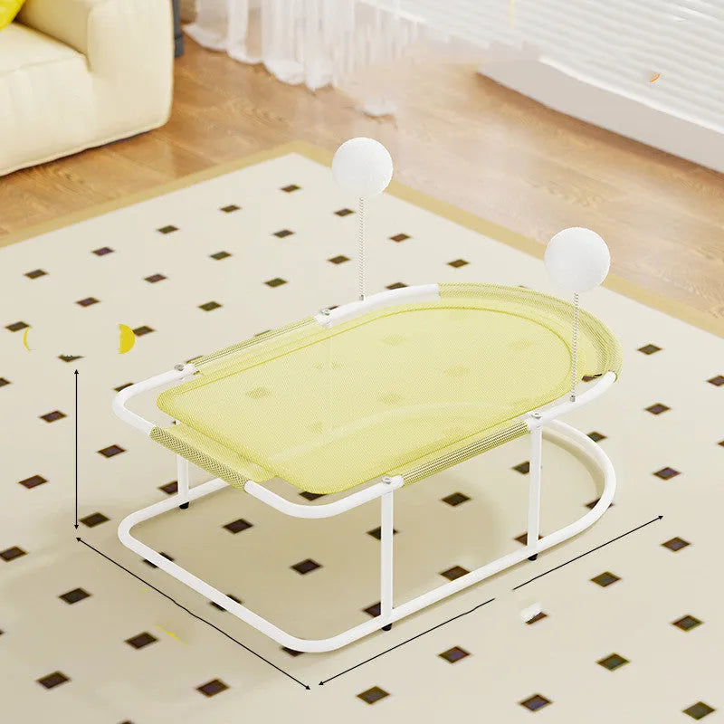 Large grey fabric kennel bed for cats and puppies with breathable bracket design.