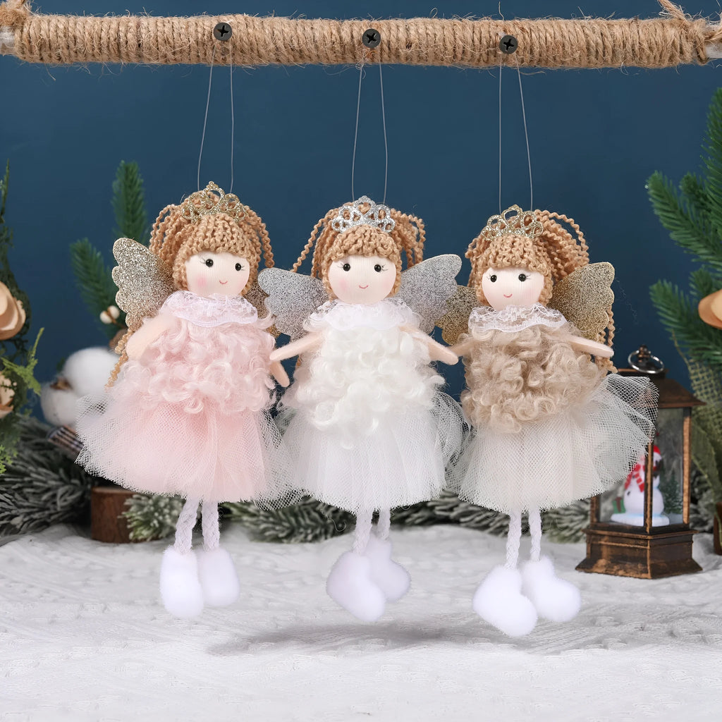Cartoon Christmas angel girl fabric pendant for high ponytail hair decoration.