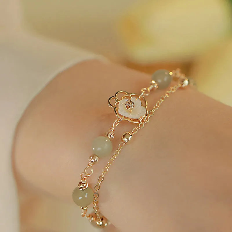Yellow gold shell flower butterfly bracelet for women with geometry shape and electroplated finish