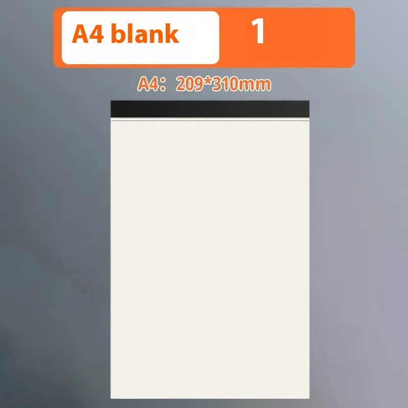 A5, B5, and A4 writing pads showing horizontal line, grid, and blank ruling options with 80 wood-free paper sheets