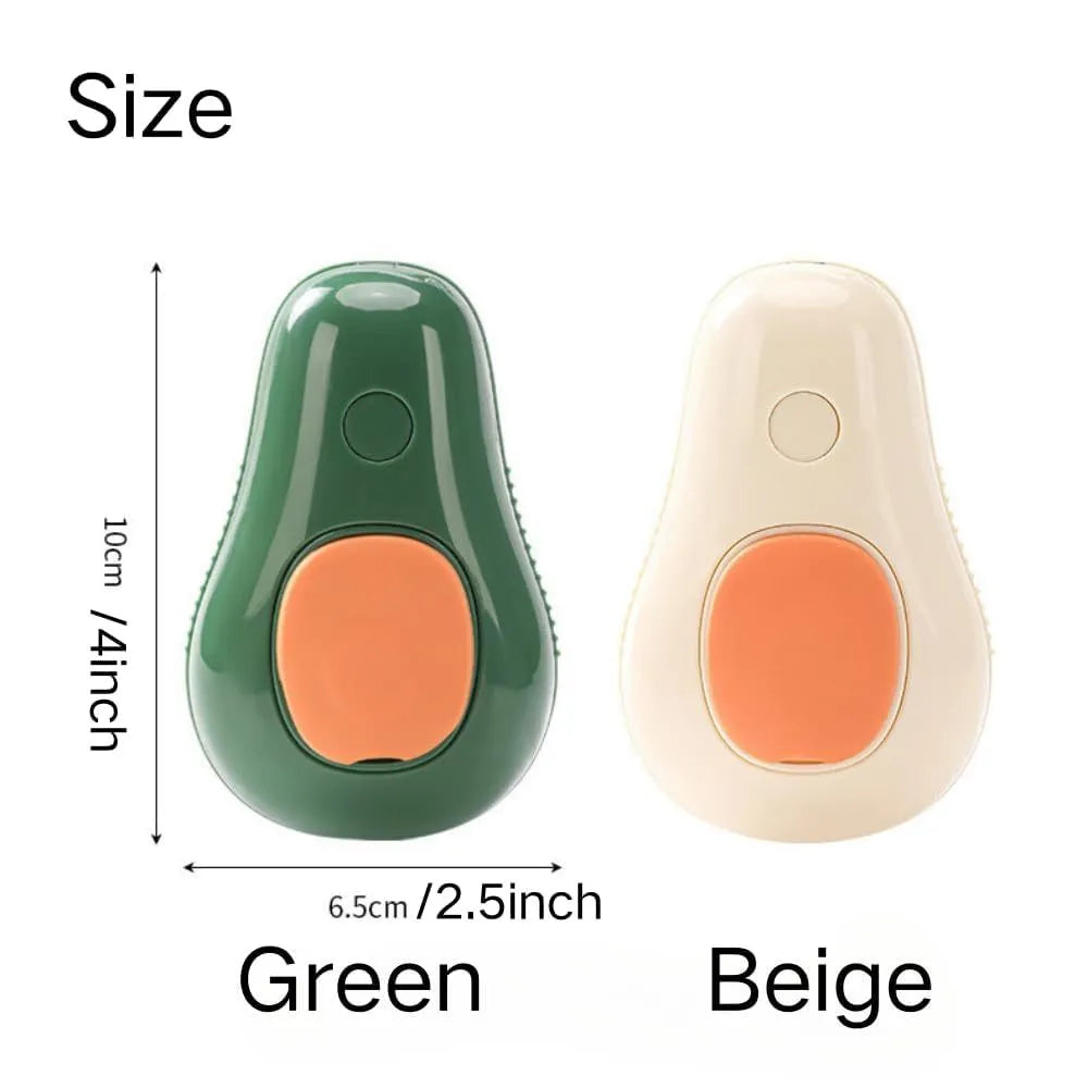 Green and white cat steam brush with water spray function and silicone bristles for pet grooming