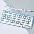 Compact USB wired keyboard measuring 280x125mm in black colour with noiseless keys