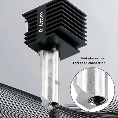 Bambu Lab A1 Mini 3D printer hot end replacement kit with four hardened steel nozzles and a black silicone sleeve.