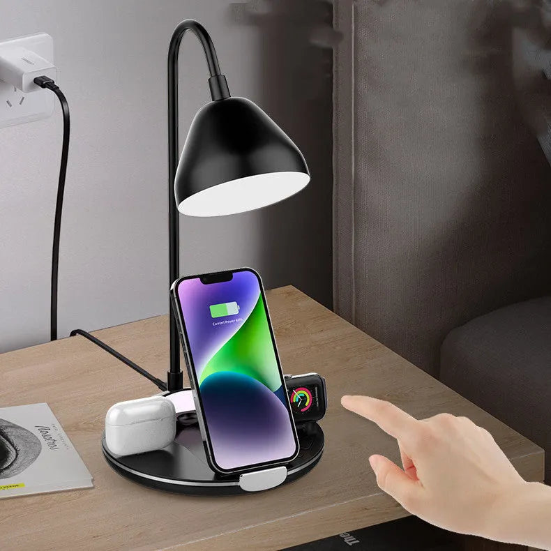Black folding magnetic wireless charger for iPhone and AirPods with stand function
