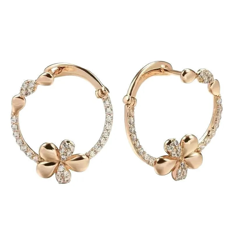 Copper geometric round ring earrings with electroplated finish for women