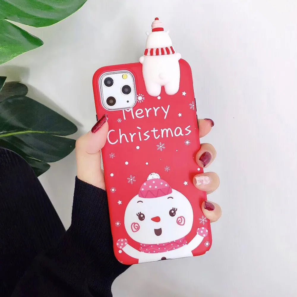 Christmas-themed silicone iPhone case back cover in festive colours for iPhone 6 to 11 Pro Max.