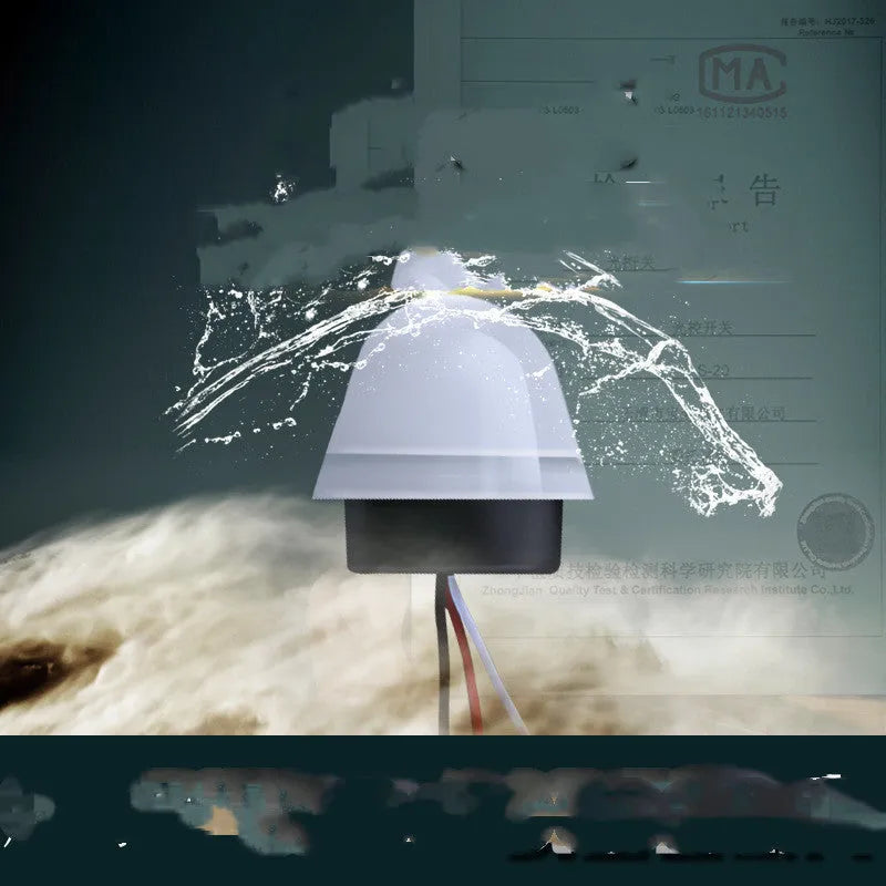 White automatic induction street lamp with motion and sound sensor for outdoor installation