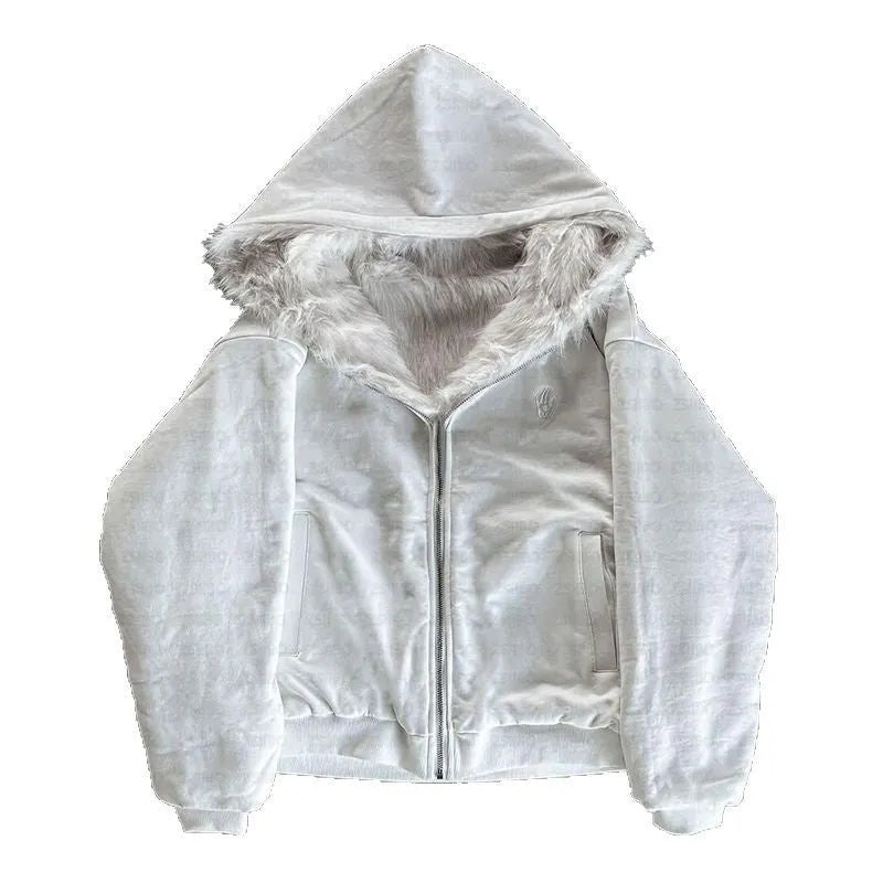 Unisex baggy coat in solid black or white polyester with cardigan style and long sleeves