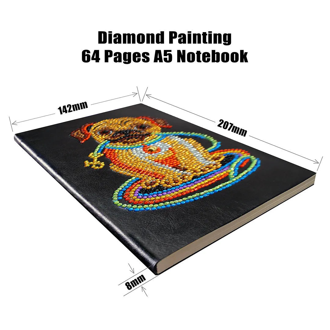 Black A5 DIY diamond painting notebook with 50 blank pages for craft projects