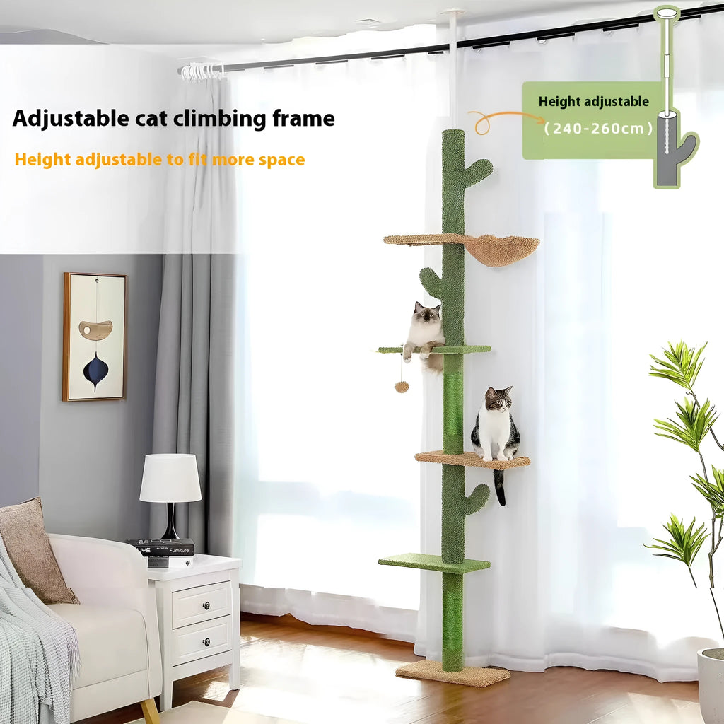 Cactus solid wood cat tree climbing frame with integrated scratch board measuring TT40x25x240cm