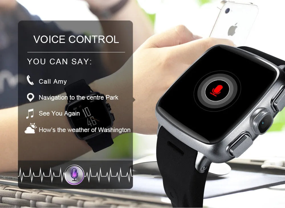 Z01smart watch with 1.54inch HD touchscreen display showing Android interface, available in black or white