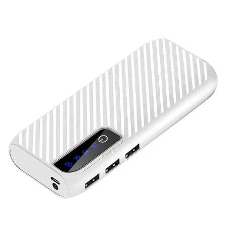 20000mAh portable mini power bank in multiple colours showing compact dimensions