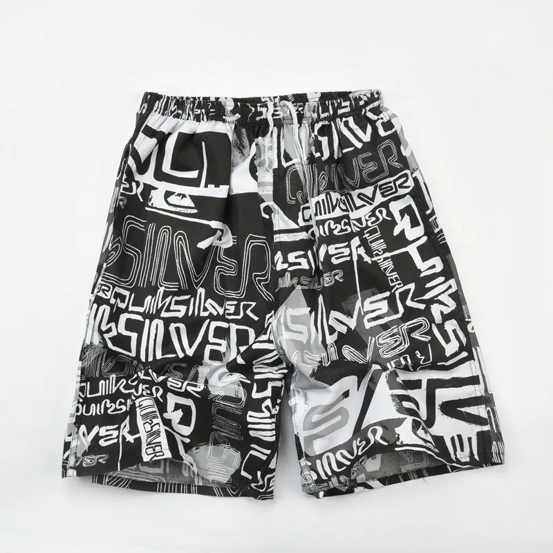 Men's floral print swimming trunks in various flower patterns, free size, polyester fabric