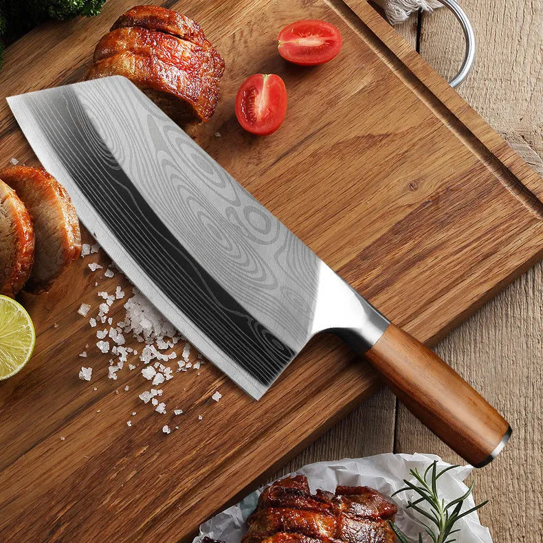 A 320mm long stainless steel kitchen knife with a blade made from 40cr13 steel.