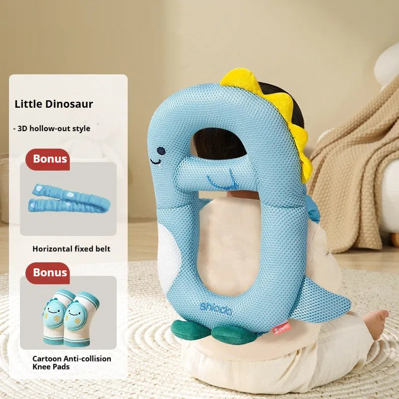 Cartoon anti-collision pillow for baby fall protection with dinosaur design and EPS particle filling