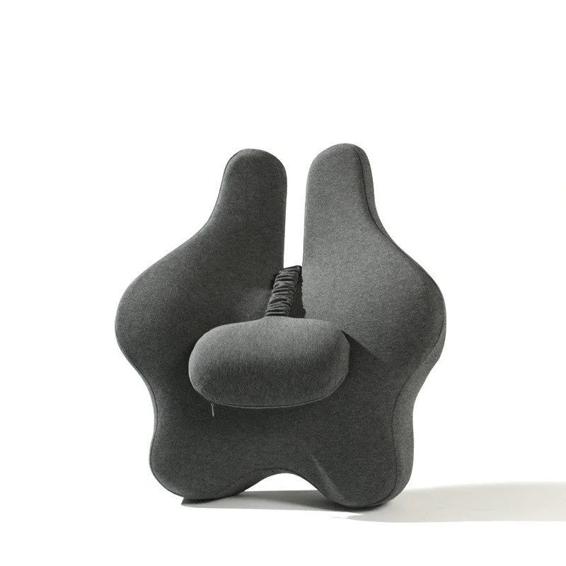 Car cushion with adjustable memory foam waist support in black, grey and pink colour options