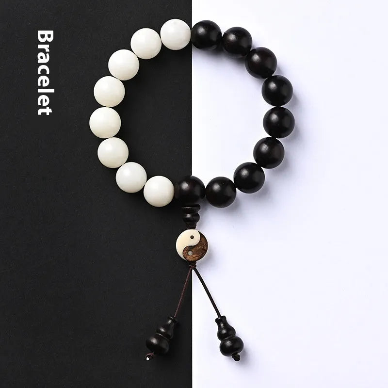 Handcrafted bodhi bead bracelet with eight-diagram pattern design featuring 11mm diameter beads