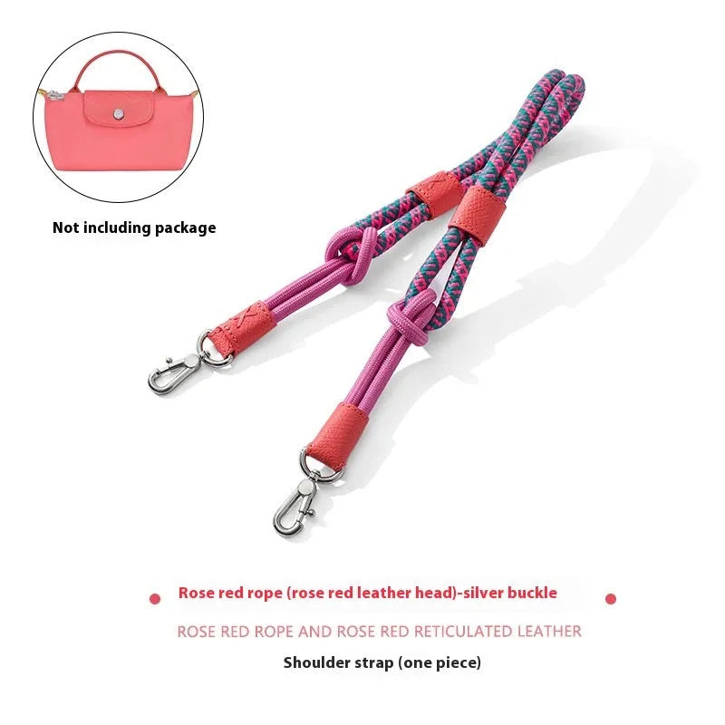Braided nylon and leather shoulder strap with alloy buckle for bag modification