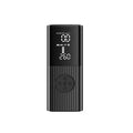 Portable wireless car tyre inflator with LED light display and USB port on compact black housing