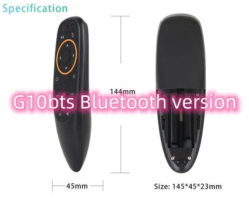 G10S intelligent wireless remote control with silicone buttons and plastic shell, shown next to its packaging.
