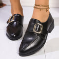 Women's simple leather shoes with bow decoration in British style, showing pointed toe and rubber sole