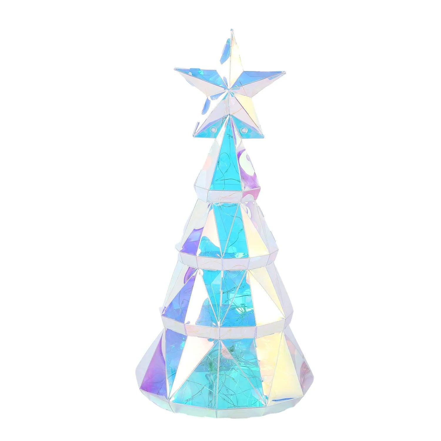 Colourful cartoon Christmas tree light with LED illumination on PET plastic base