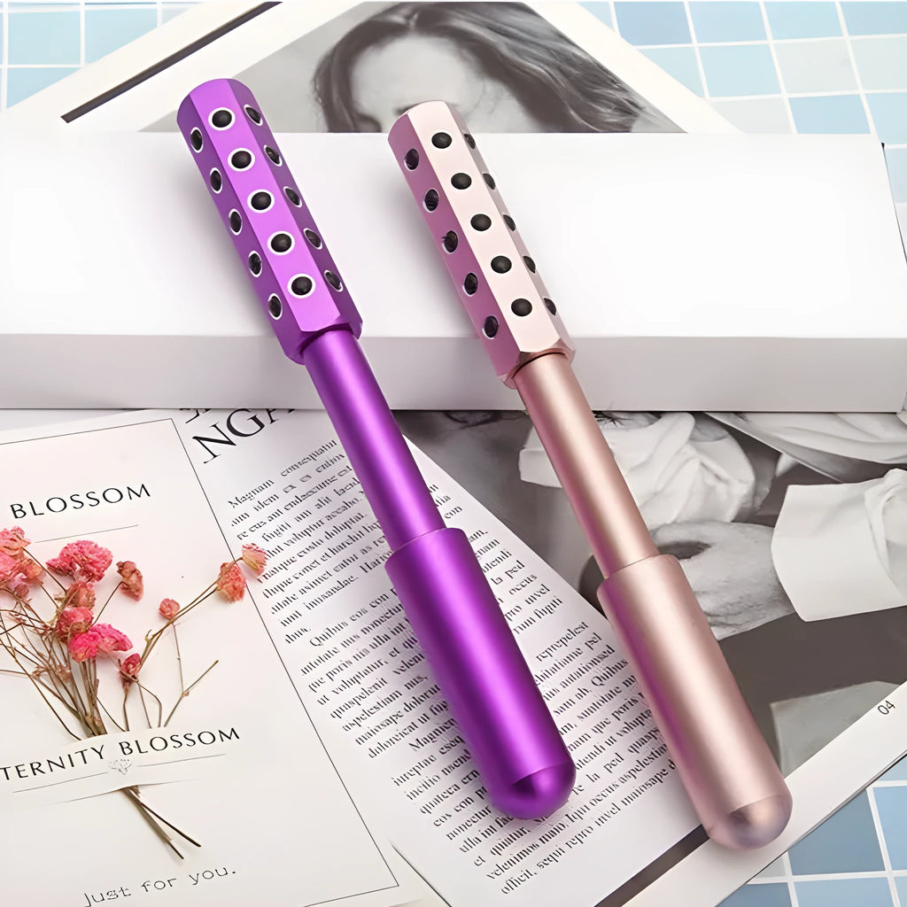 Germanium particles roller beauty massage instrument in purple colour for facial and eye treatment