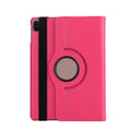 iPad rotating clamshell protective sleeve in imitation leather, shown in multiple colour options.
