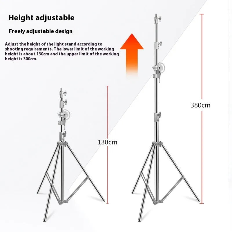 Silver stainless steel cross arm ceiling lamp rack extended to full height