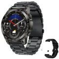 Bluetooth sports watch with AMOLED display showing heart rate metrics on black silicone strap