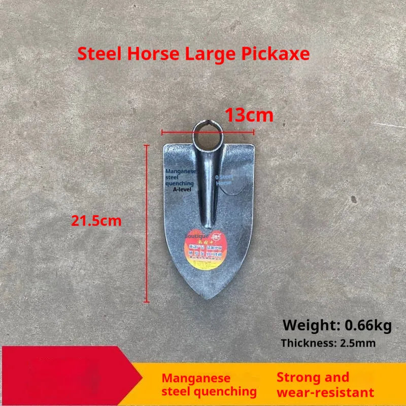 Stainless steel agricultural pointed hoe with a steel horse pointed tip for ploughing