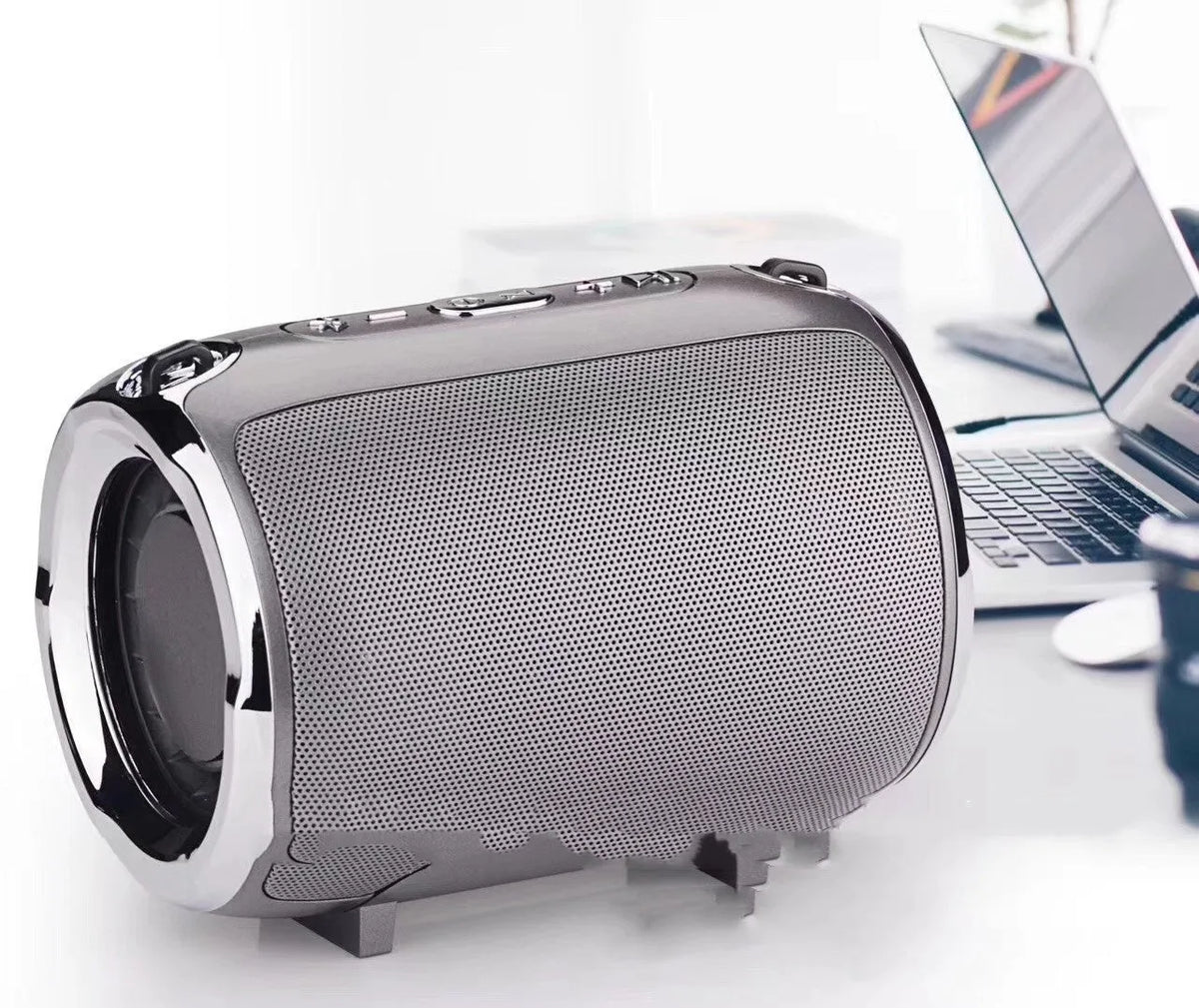 Portable plug-in subwoofer sound system with metal shell in choice of five colours
