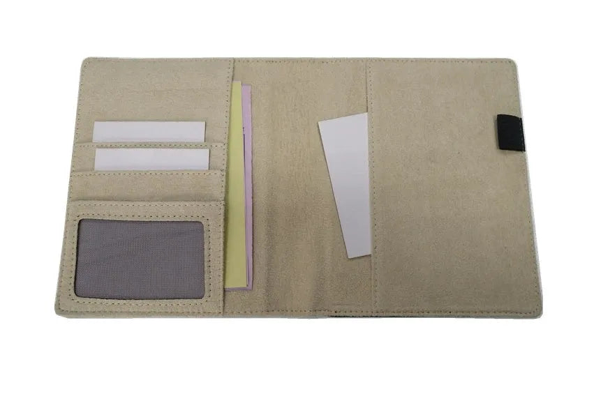 Blue imitation leather PU notebook shell measuring 18.5 by 15.5 centimetres with a PP storage bag.