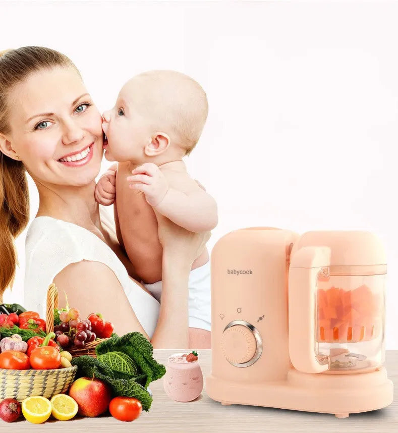 Green or pink baby food processor steamer and blender with double mixing blade for mincing meat and vegetables