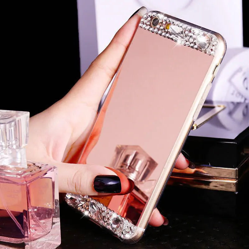 Rhinestone mobile phone case for Huawei smartphones in gold colour