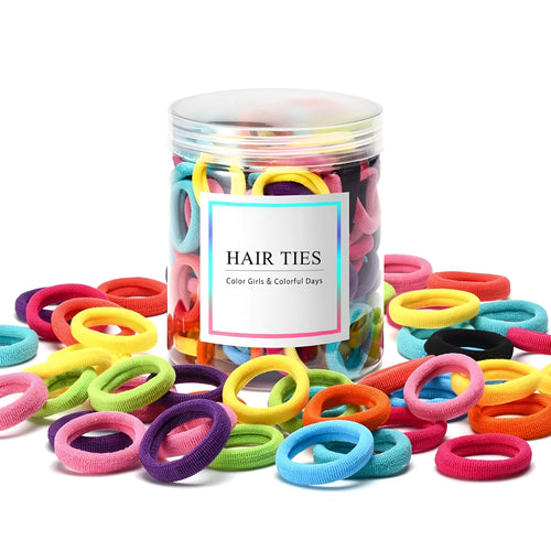 100 seamless cotton baby hair ties in 10 colours, small 0.85-inch gentle elastic bands for toddlers