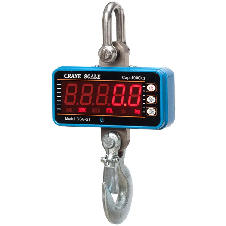 Orange electronic crane scale with digital display for weighing up to 500kg