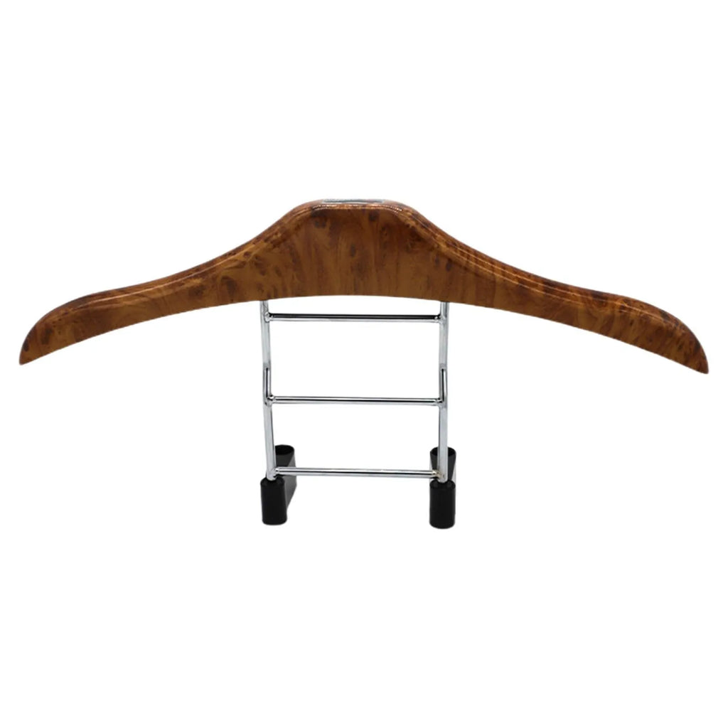 Wood yellow stainless steel car clothes hanger measuring 46.5 by 23 cm.