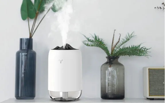 260ml mini USB ultrasonic humidifier in pearly white, peach pink, or turquoise green with warm night light