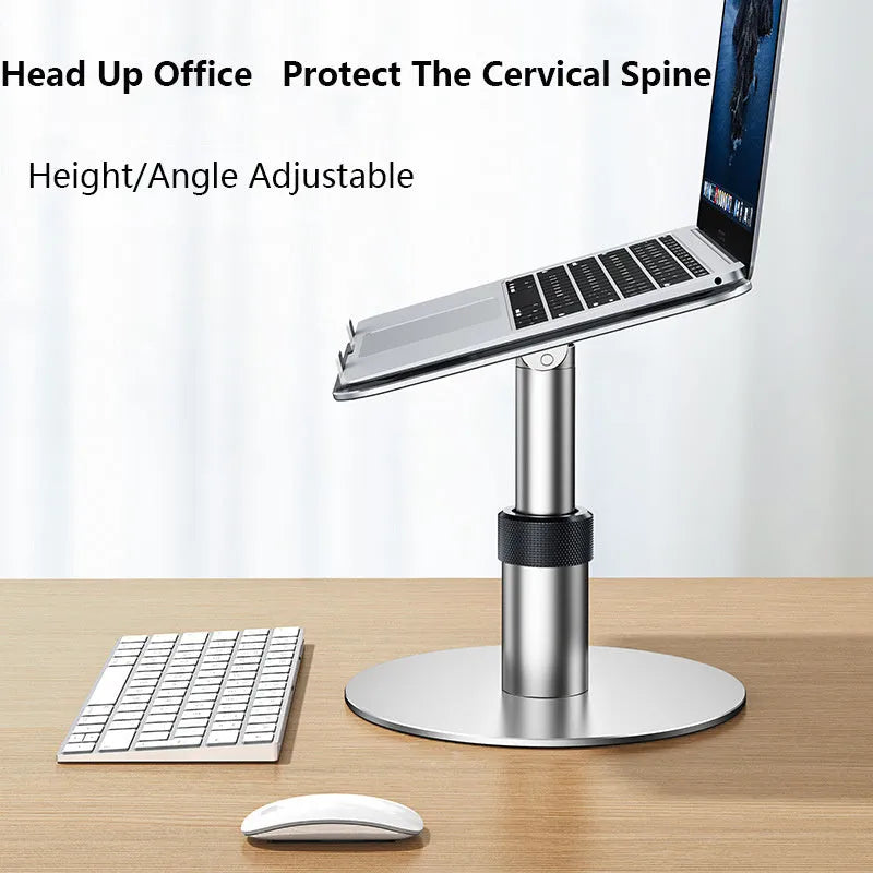 Silver adjustable aluminium car laptop stand extended on a car back seat.