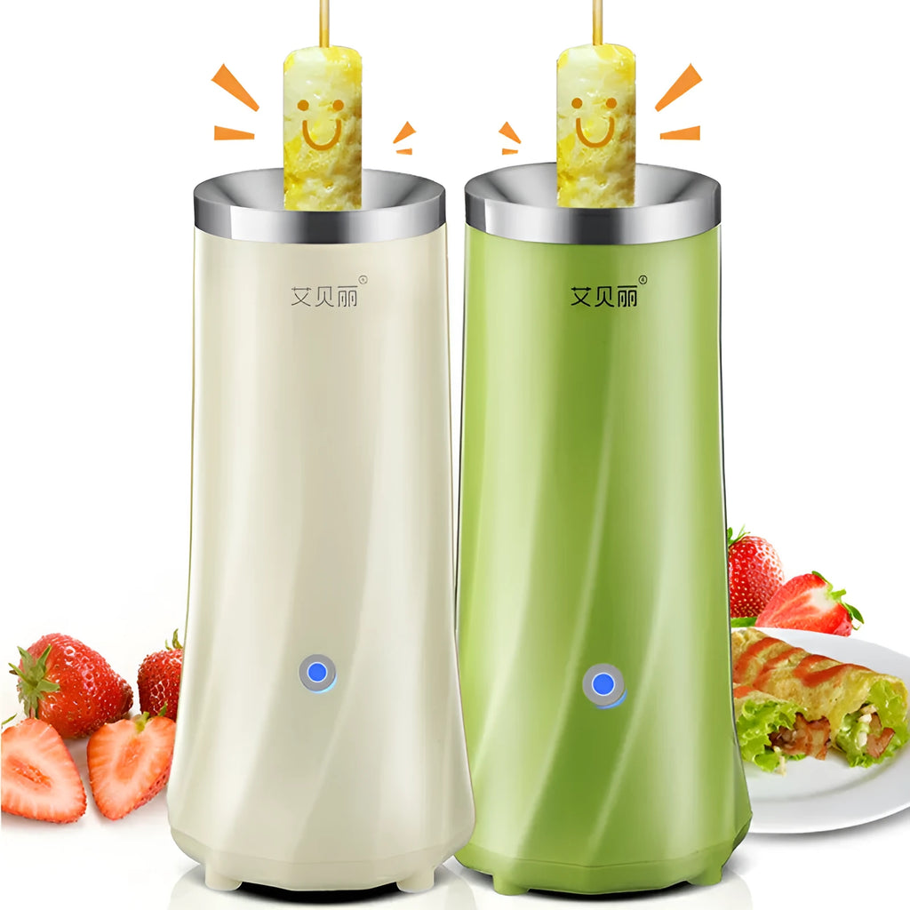 Beige white and green mini breakfast machine with automatic functions and 50W power rating
