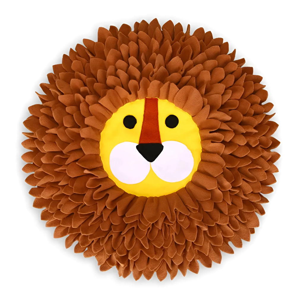 Brown yizhiwen textured sniffing pad for dogs and cats, showing deep folds for hiding treats.